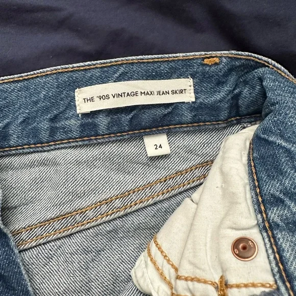 Denim Forum 90’s vintage maxi denim skirt.  **raw hem - Picture 5 of 8